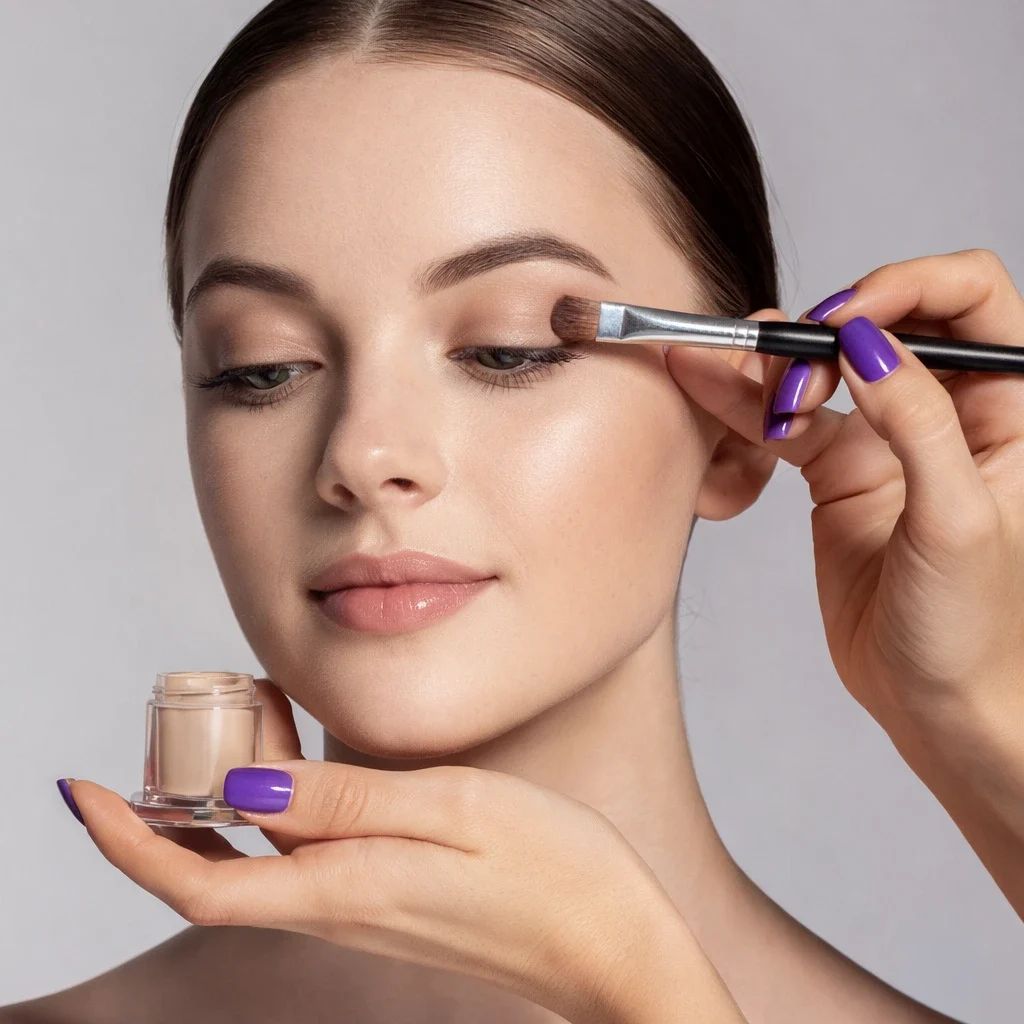 Aplicación de sombras en tonos neutros para maquillaje profesional con acabado natural y luminoso