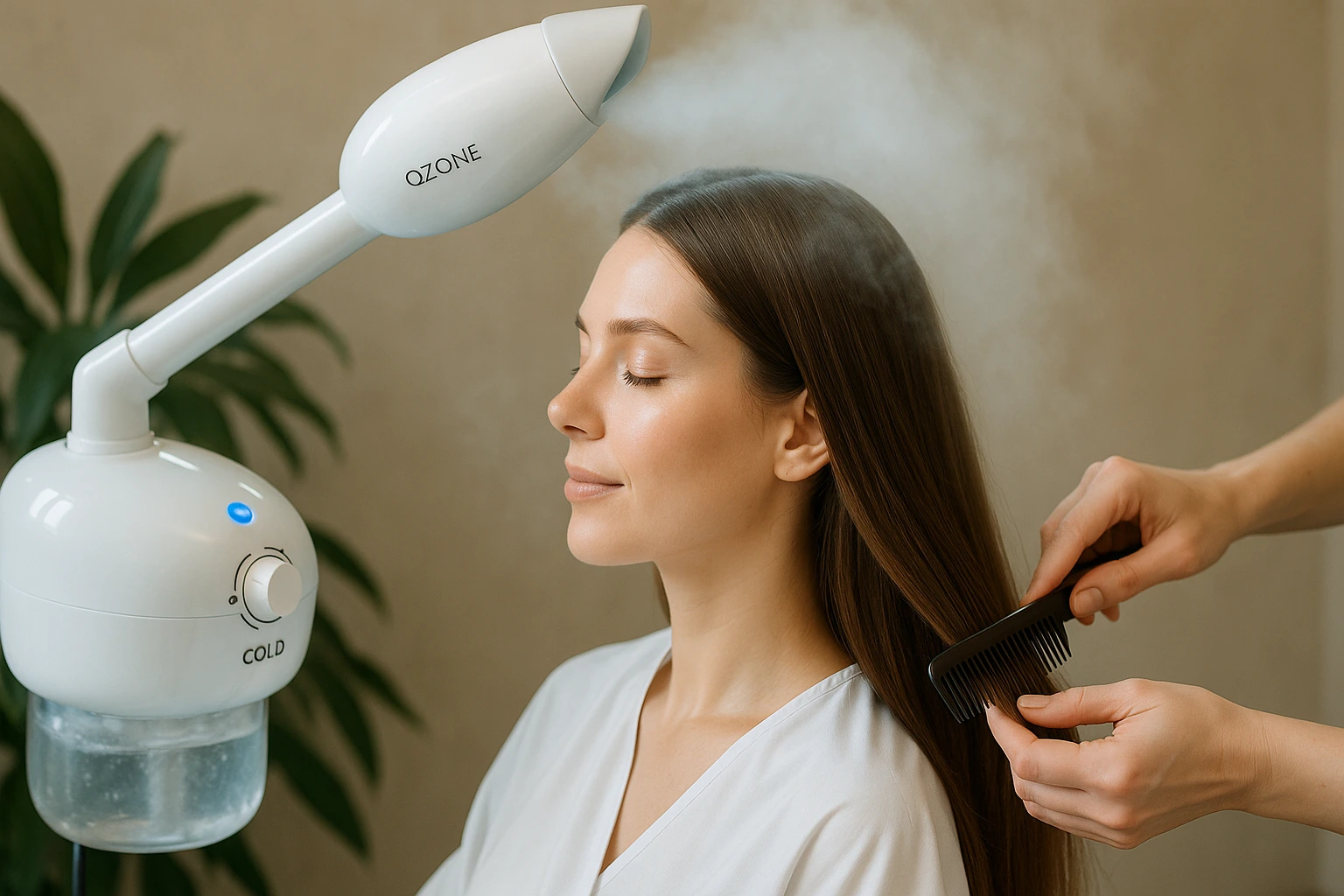 Tratamiento con vapor frío para hidratar y reparar el cabello de forma segura