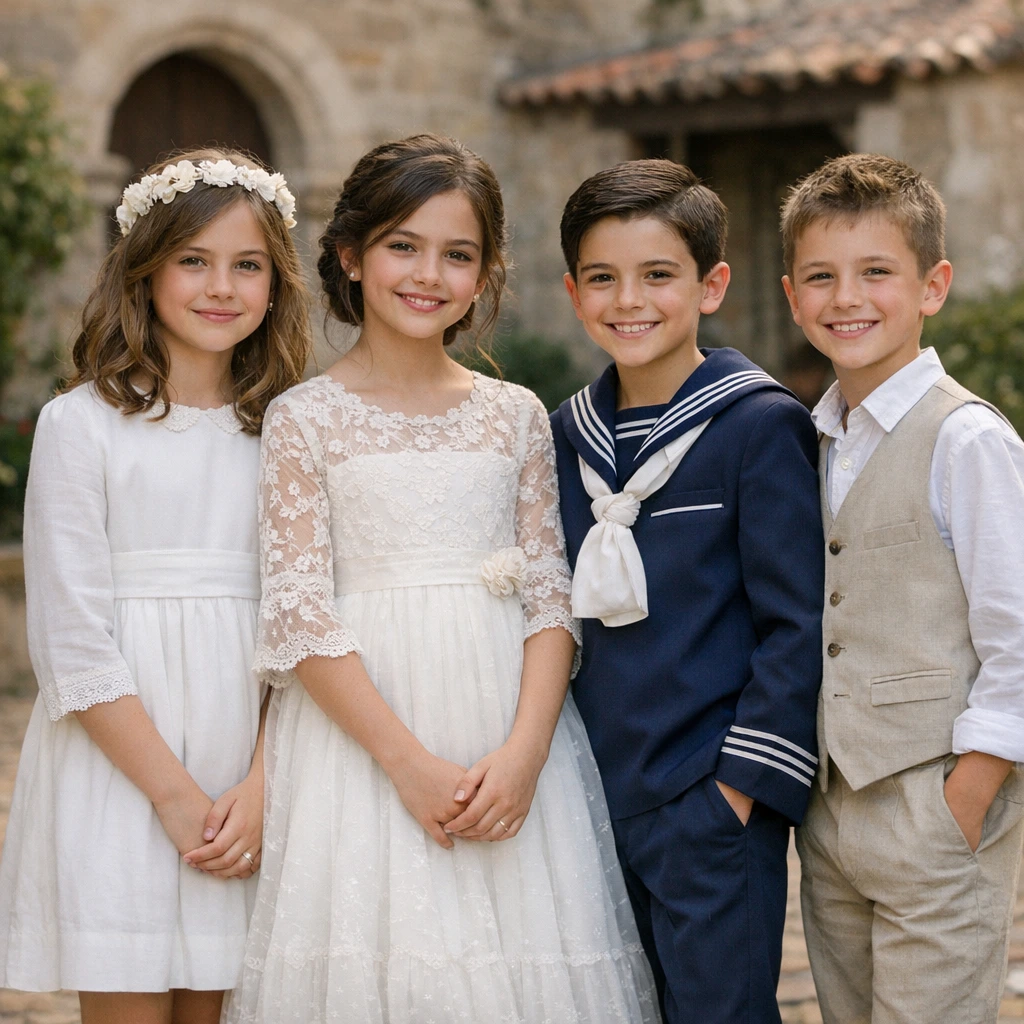 Peinados de comunión tradicionales en España para niñas y niños con estilos naturales y elegantes
