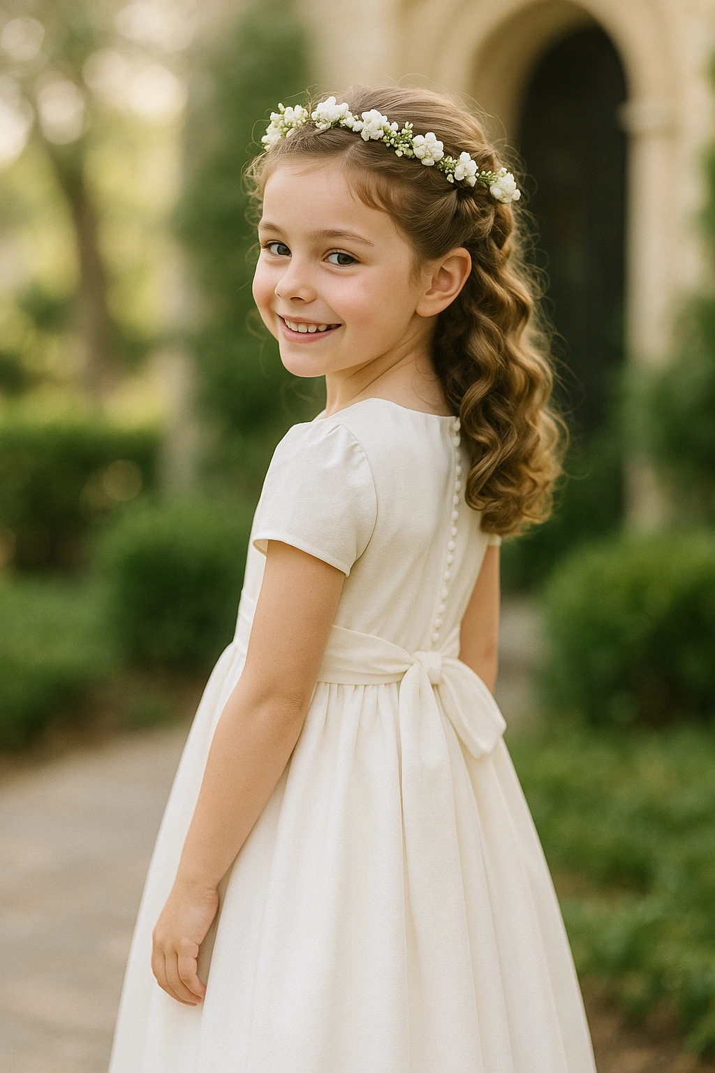 Niña con trenzas para comunión